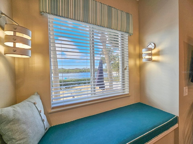 bedroom with a water view