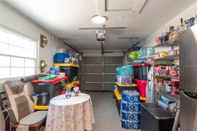 garage with a garage door opener