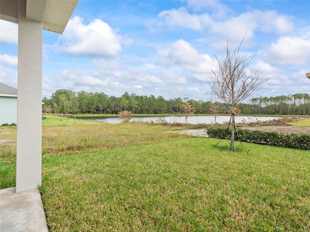 view of yard featuring a water view