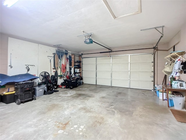 garage with a garage door opener