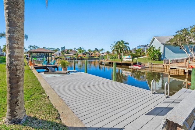 view of dock featuring a water view