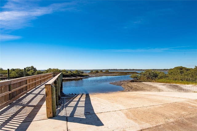 exterior space featuring a water view