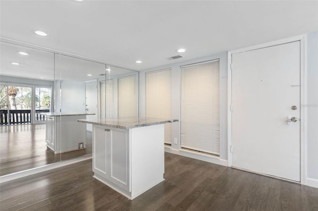 walk in closet with dark wood-type flooring