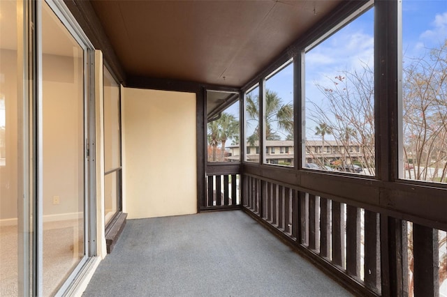 view of unfurnished sunroom