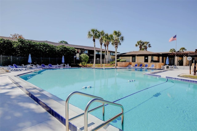 view of pool featuring a patio