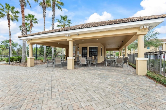 view of patio featuring a gazebo