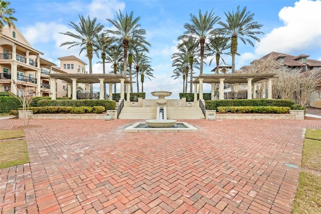 view of home's community featuring a pergola