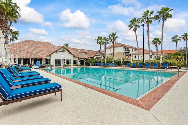 view of pool featuring a patio