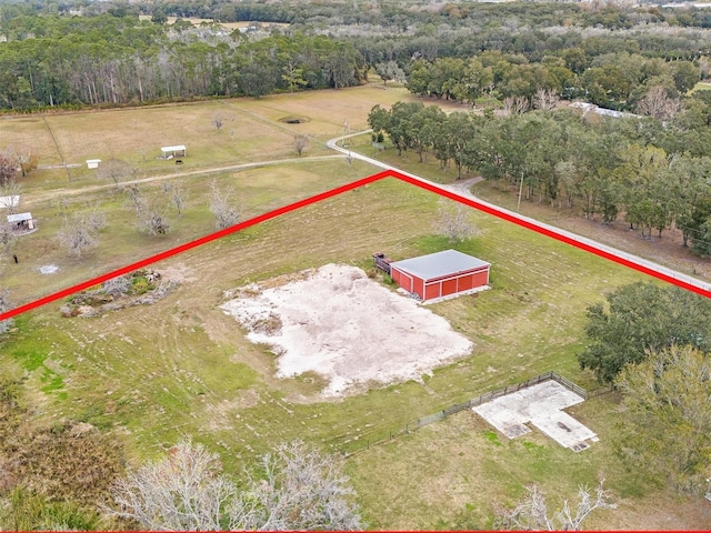 aerial view featuring a rural view