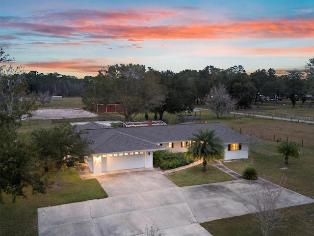 view of aerial view at dusk