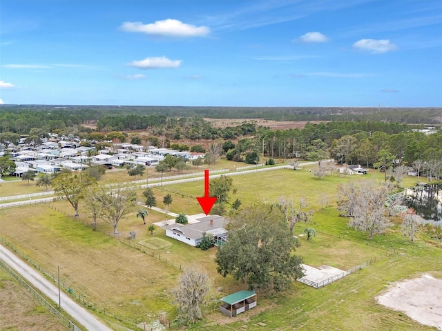 aerial view with a rural view