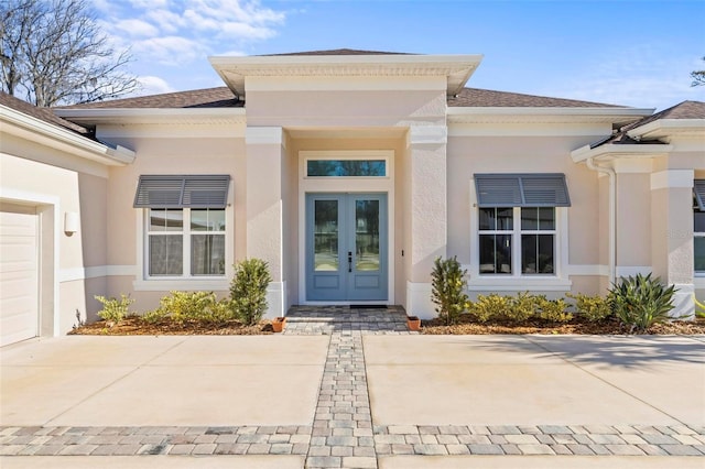 property entrance with french doors