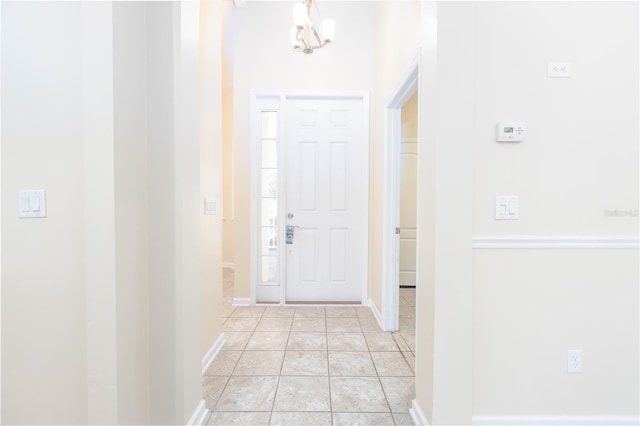 interior space featuring an inviting chandelier