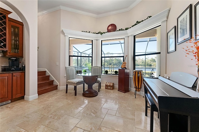 interior space featuring crown molding