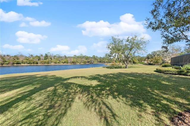 view of yard featuring a water view