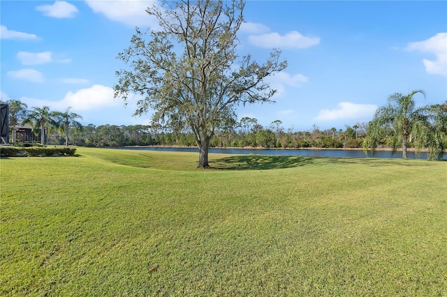 view of yard featuring a water view