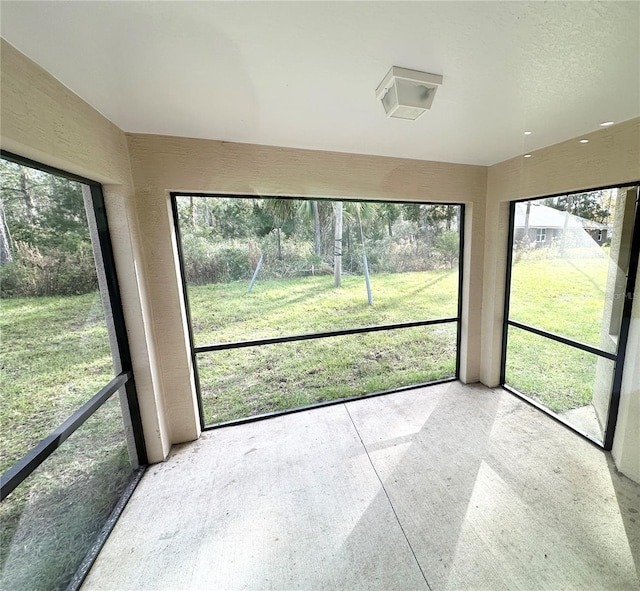 view of unfurnished sunroom