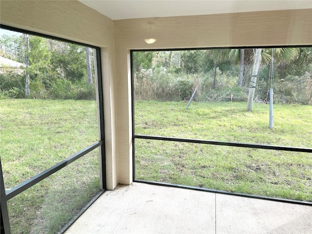 view of unfurnished sunroom