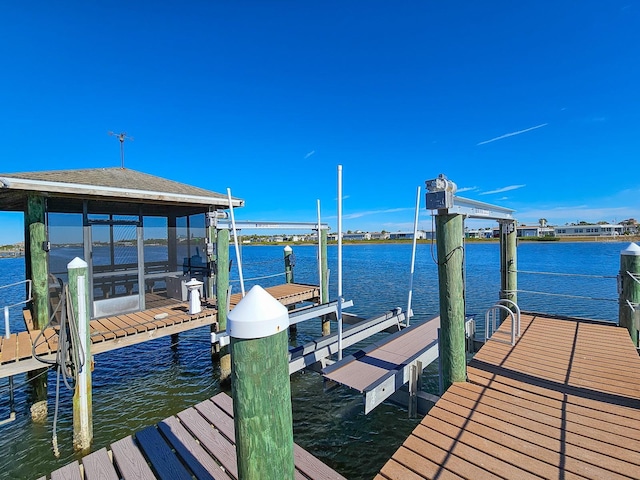 view of dock featuring a water view