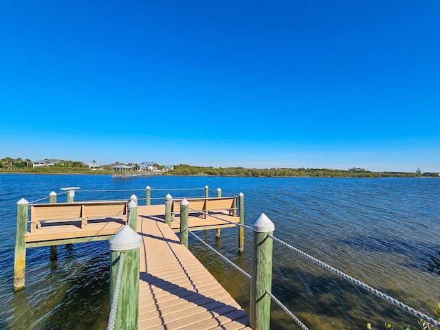 view of dock featuring a water view