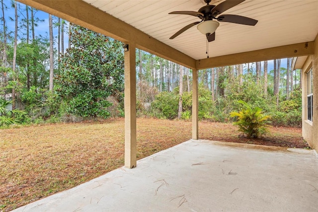 view of patio / terrace featuring ceiling fan