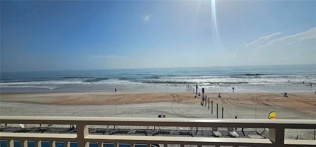 view of water feature featuring a beach view