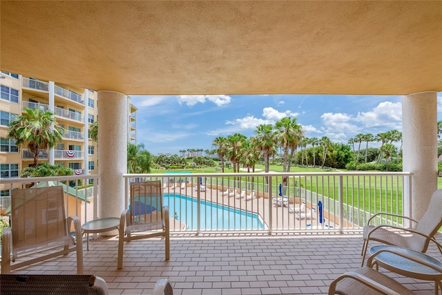 balcony with a patio