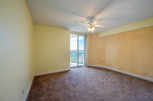 empty room with carpet and ceiling fan