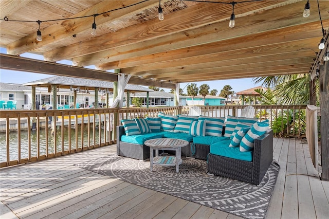 deck with an outdoor living space