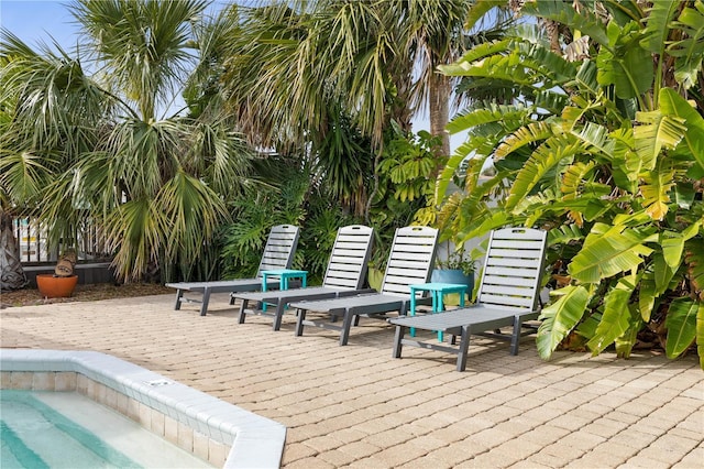 view of community featuring a patio area