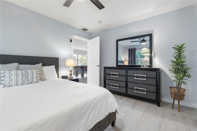 bedroom featuring ceiling fan