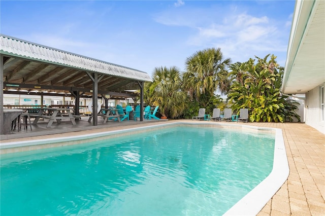 view of swimming pool with a patio