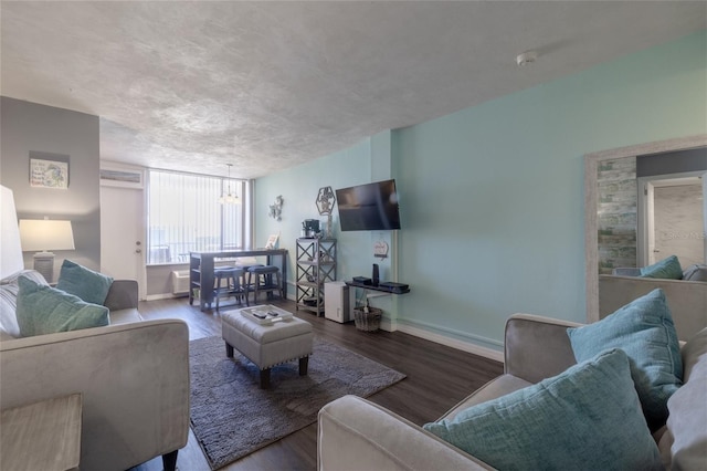 living room featuring hardwood / wood-style flooring and expansive windows