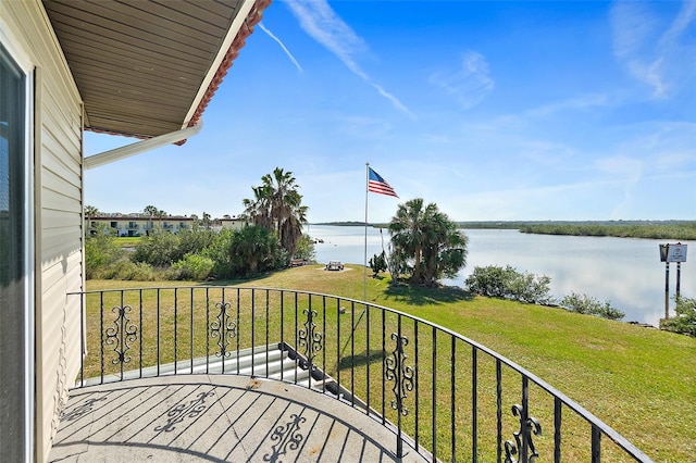 balcony with a water view