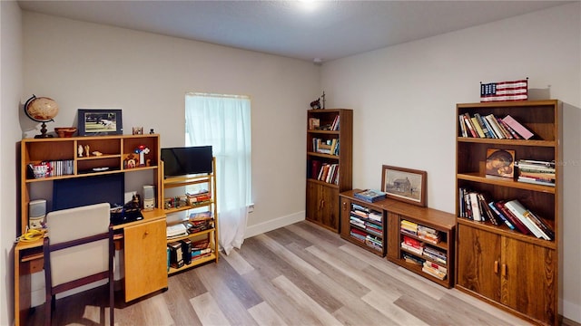 office with light hardwood / wood-style floors