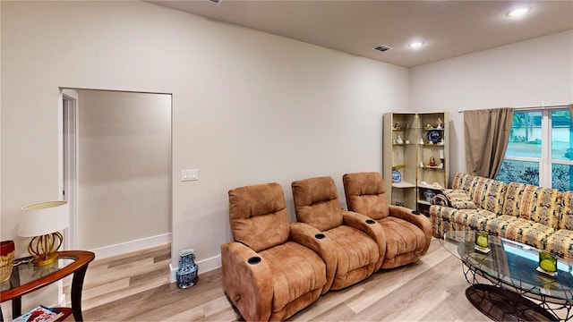 living room featuring light hardwood / wood-style flooring