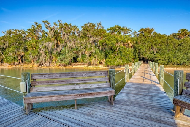 view of dock featuring a water view