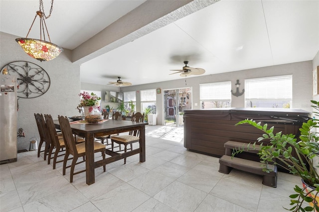 dining area featuring ceiling fan