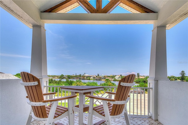 balcony with a water view