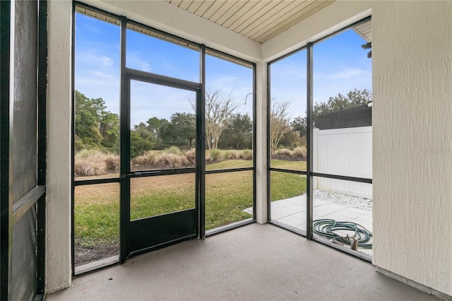 view of unfurnished sunroom