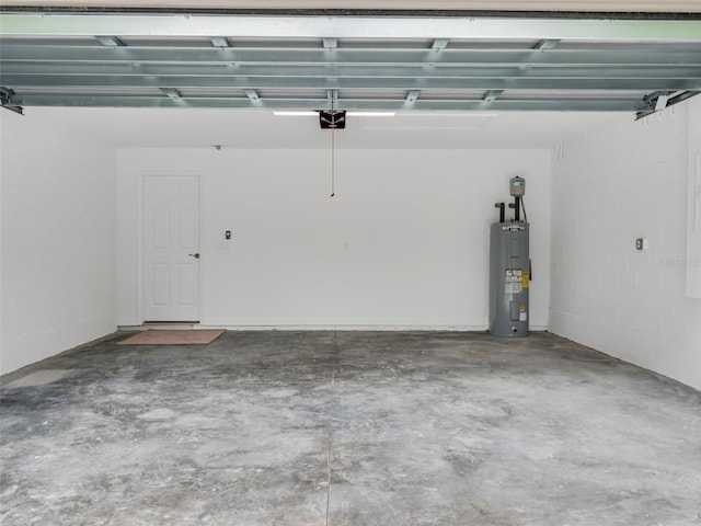 garage featuring water heater