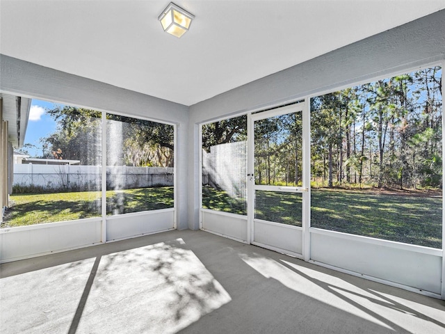 view of unfurnished sunroom