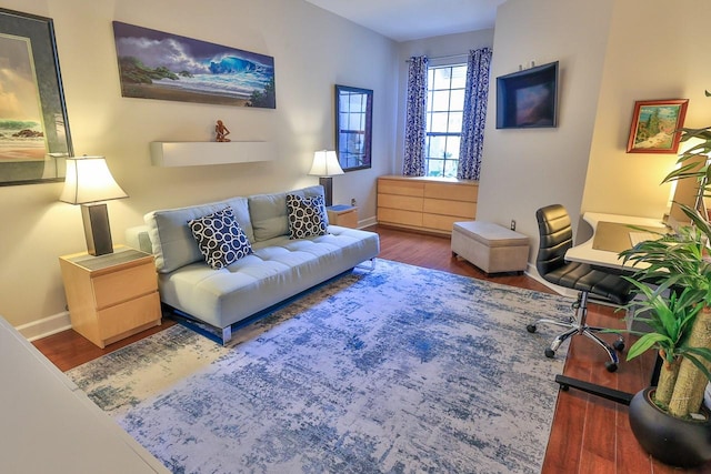 living room with hardwood / wood-style flooring