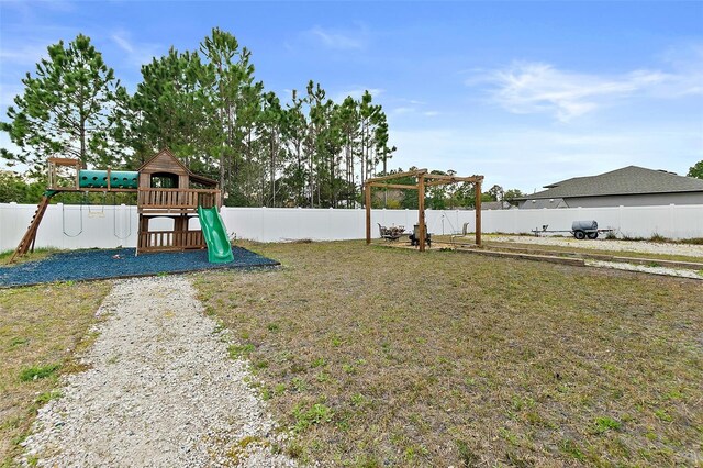 view of yard featuring a playground