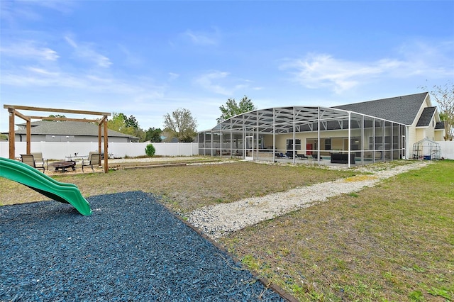 view of yard featuring a playground