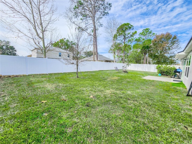 view of yard with a patio area