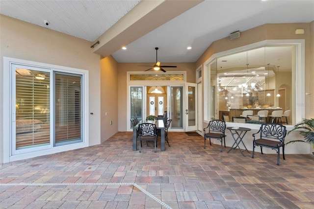 view of patio featuring ceiling fan