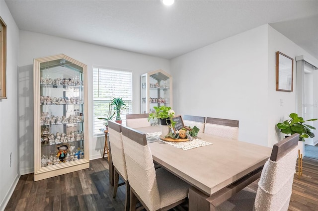 dining space featuring dark hardwood / wood-style flooring