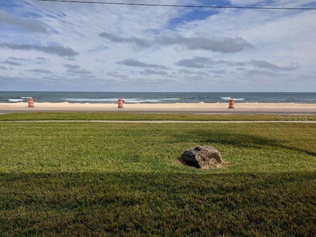 property view of water featuring a view of the beach