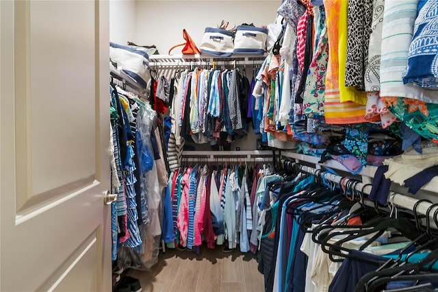 spacious closet featuring hardwood / wood-style floors